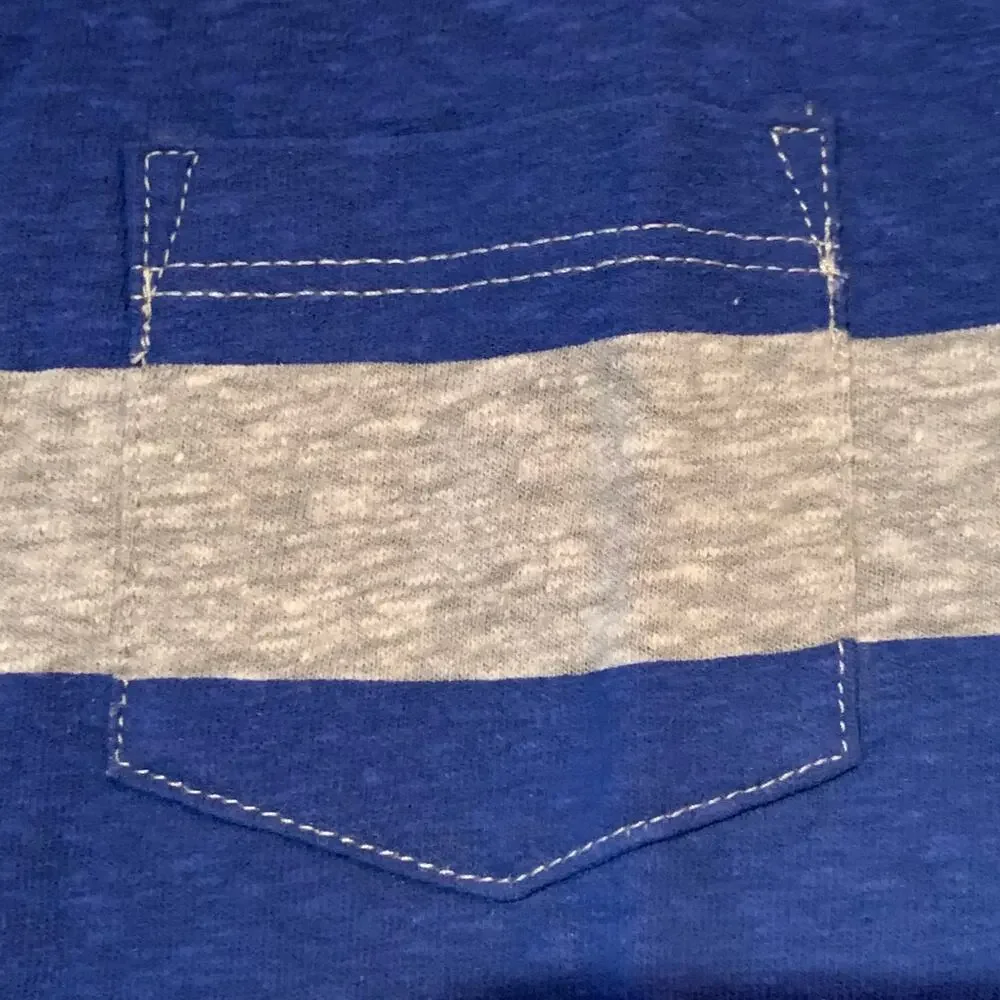 NWT J. Crew Boys' Grey and Blue Striped Pocket Crewneck T-Shirt